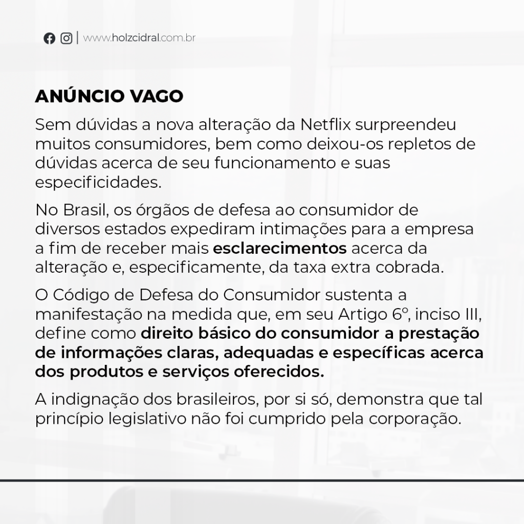 A Netflix pode cobrar taxa extra para compartilhamento de senhas? – Holz  Cidral